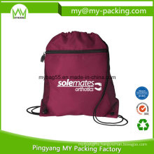 Custom Logo Print Foldable Zipper Backpack Drawstring Bag